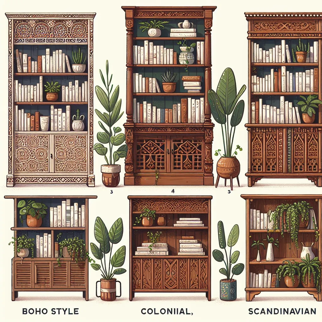 5 stylowych regałów na książki drewniane: boho, kolonialne, skandynawskie